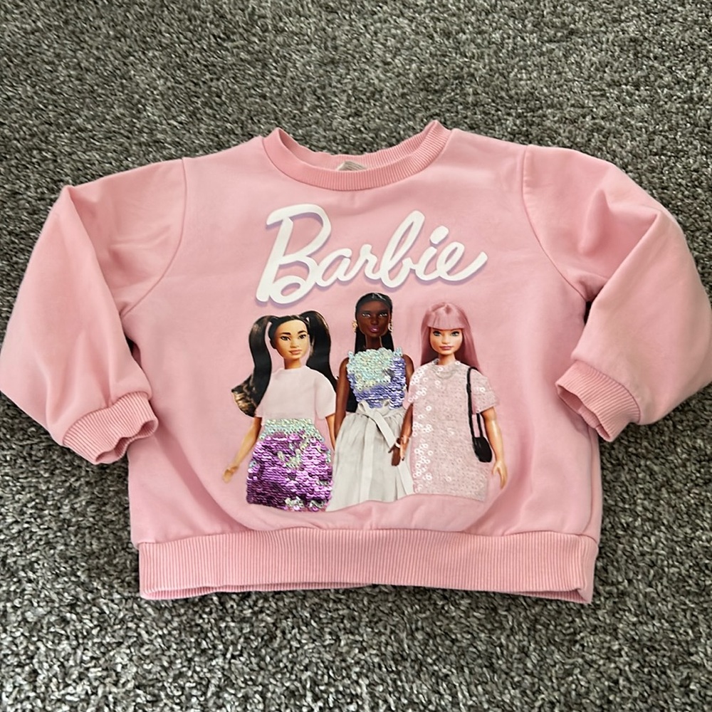 Sequin color changing Barbie sweatshirt size 4T toddler girls